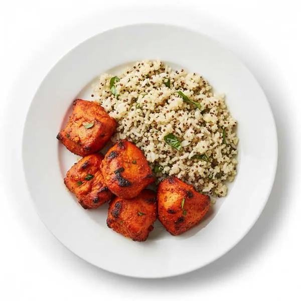 Tandoori Chicken Tikka With Basil Infused Quinoa And Rice